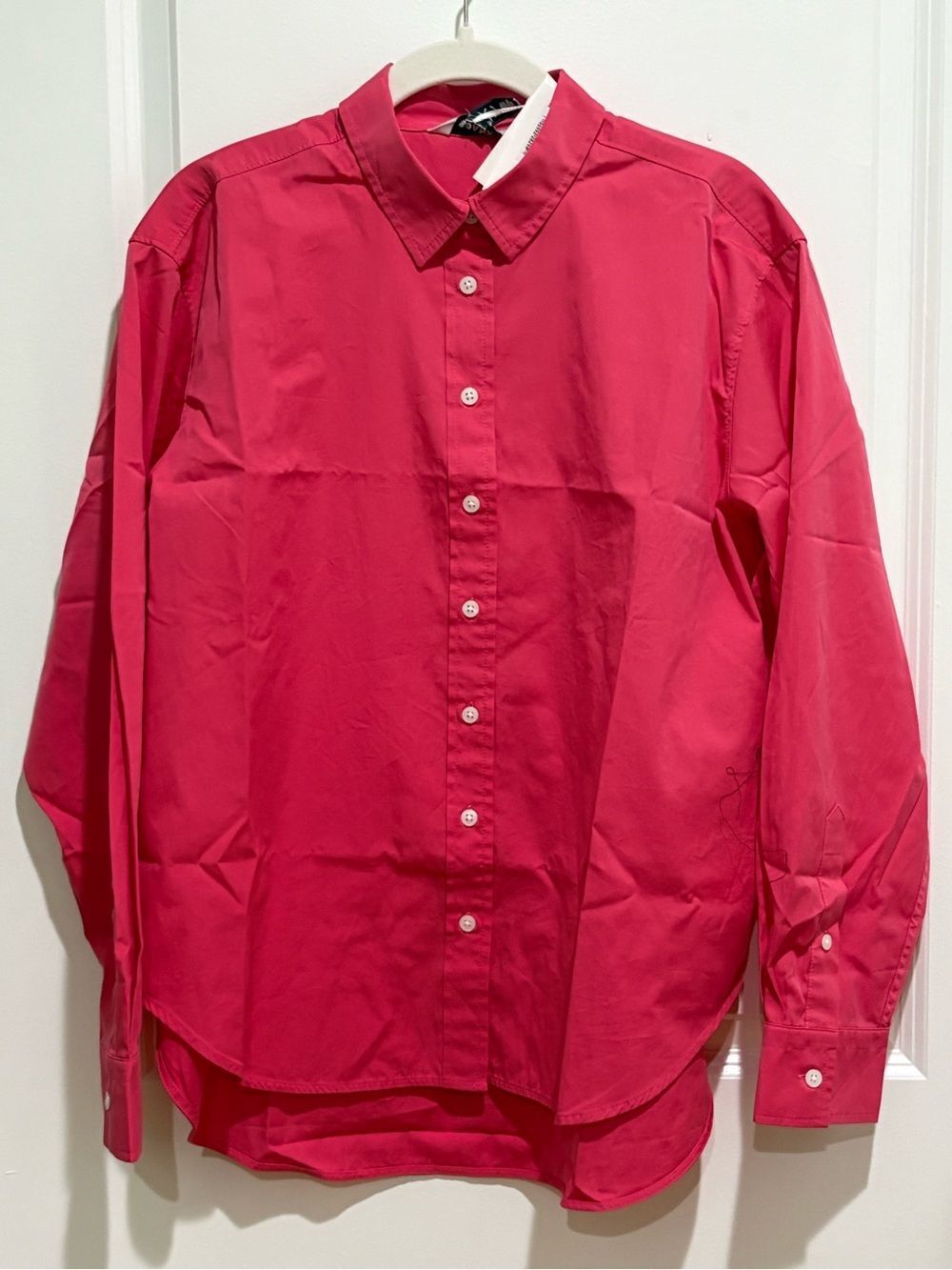 SPANX Poplin Oversized Hot Pink Button-Down Shirt - Picture 2 of 5